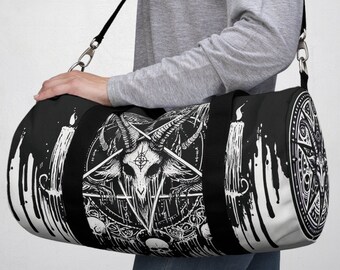 Baphomet Gym Bag - Sport- und Reisetasche | Schwarz-Weiß | Gothic Halloween Horror Print - by ReDawn