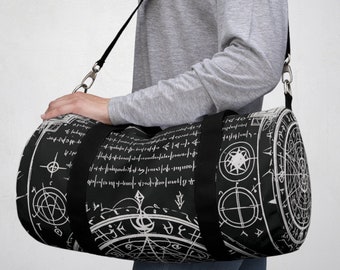 Bolsa de gimnasio Necronomicon - Bolsa deportiva y de viaje en 2 tamaños | Blanco y negro | Estampado gótico de Halloween - de ReDawn