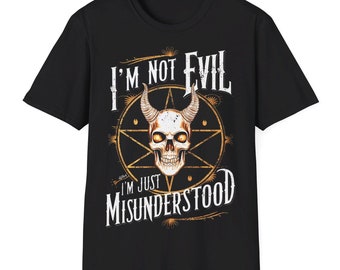 Camiseta unisex de estilo gótico punk oscuro con la frase "No soy malvado, solo soy incomprendido". Camiseta para hombre y mujer, moda alternativa - por ReDawn