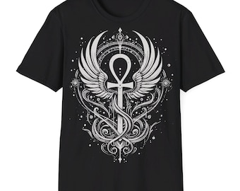 UE| Camiseta Ankh Alada, Camiseta Mágica, Camiseta Espiritual, Camiseta Unisex, Camiseta Gráfica Mística, Ropa Metafísica - Por ReDawn