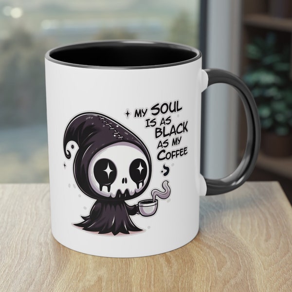 The "My Black Soul Coffee" Mug, Funny Two-Tone Coffee Mug, 11oz Everyday Goth - by ReDawn