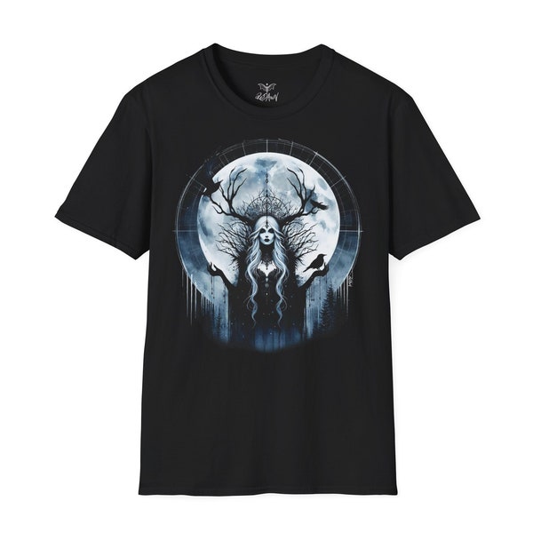 Softstyle T-Shirt - The "Winter Moon Goddess" Alternative, Fantasy, Goth, Unisex T-Shirt Everyday Goth - by ReDawn