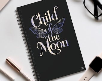 Diario espiral "Niño de la Luna", cuaderno pagano, cuaderno gótico mágico de ReDawn, diario alternativo