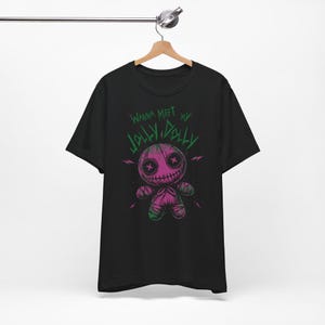 Wanna Meet My Jolly Dolly Voodoo Doll Graphic Tee | Neon Punk Stitch Doll Shirt | Poisoned Pink - by ReDawn