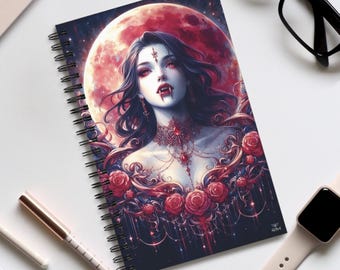 Diario de espiral de vampiros: Luna de sangre negra, roja y gótica, cuaderno, veneno vampírico, diario de Halloween, cuaderno de fantasía oscura, de ReDawn