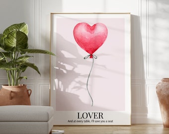 Heart Balloon Lover Print | Pink Nursery Decor (Digital Download)