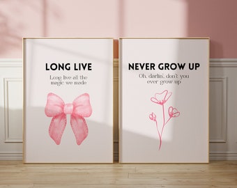 Set of 2 Long Live Never Grow Up Poster | Printable Wall Art | SubtleSwiftie | Swiftie Decor | Digital Download Print | Aesthetic Home Decor