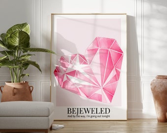 Póster de Bejeweled Midnights / Arte de pared imprimible / Descarga digital para imprimir en casa / Decoración estética para el hogar en color rosa
