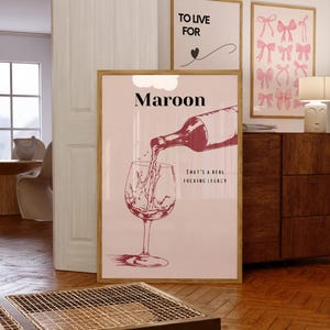 Maroon Poster | Printable Wall Art | Dorm Decor | Digital Download Print | Aesthetic Home Decor