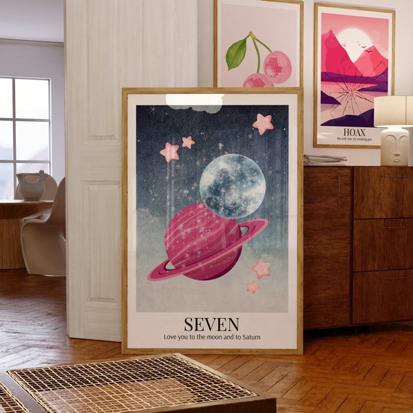 Love you to the Moon and to Saturn Seven Poster | Printable Wall Art | Digital Download | Subtle Swiftie Aesthetic Home Decor Wall Art