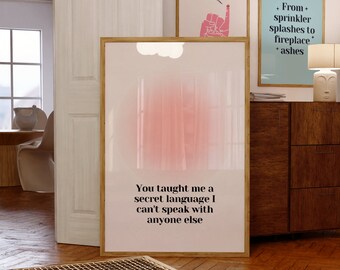 Illicit Affair Poster | Printable Wall Art | Dorm Decor | Digital Download | Aesthetic Home Decor You taught me a secret language