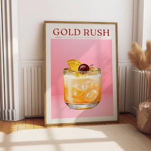 Impresión de cóctel Gold Rush / Arte de pared / Descarga digital Decoración estética para el hogar Arte de pared Bar Carrito Cocina Decoración de dormitorio