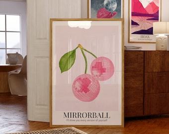 Mirrorball Print | Pink Discoball Wall Art (Digital Download)
