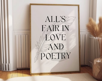 All’s Fair In Love And Poetry Poster | Dorm Decor (Digital Download)