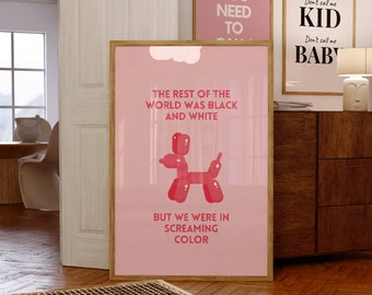 Póster de perro con globo de Out of The Woods / Arte de pared imprimible / Decoración de dormitorio / Descarga digital / Regalo de decoración estética para el hogar