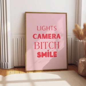 I Can Do It With A Broken Heart Print Lights Camera Bitch Smile Poster | Digitaler Download |  Ästhetische Wohnkultur Pink