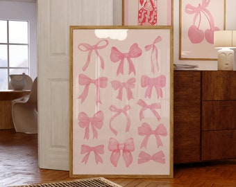 Arte de pared con lazos rosas / Póster de Trendy Coquette (Descarga digital)