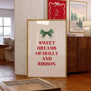 Sweet Dreams of Holly and Ribbon Christmas Tree Farm Poster | Printable Wall Art | Digital Download | Home Decor | Wall Art