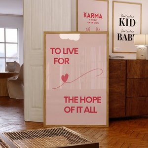 Póster de Vivir por la esperanza de todo / Arte de pared imprimible / Decoración de dormitorio / Descarga digital / Decoración estética del hogar agosto