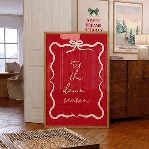 Tis The Damn Season Christmas Poster | Printable Wall Art | Digital Download | Aesthetic Home Decor | Christmas Wall Art