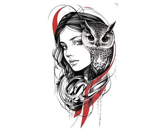 Timeless Owl Tattoo Design Download High Resolution Digital Art PNG ...