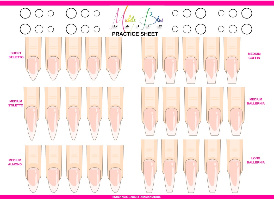 Acrylic Nail Practice Sheets Etsy