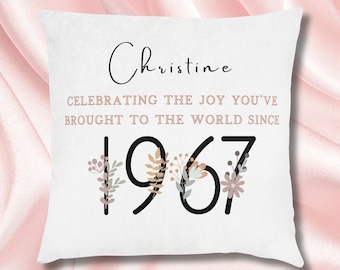 Birthday gift, Birth Year cushion, 30 | 40 | 50 | 60, cushion/pillow, mum gift, sister gift, aunt gift, friend gift, home decor, wildflowers