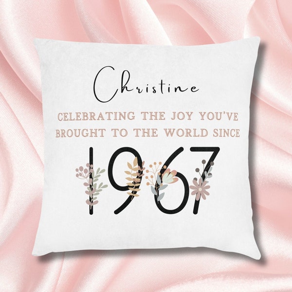 Birthday gift, Birth Year cushion, 30 | 40 | 50 | 60, cushion/pillow, mum gift, sister gift, aunt gift, friend gift, home decor, wildflowers