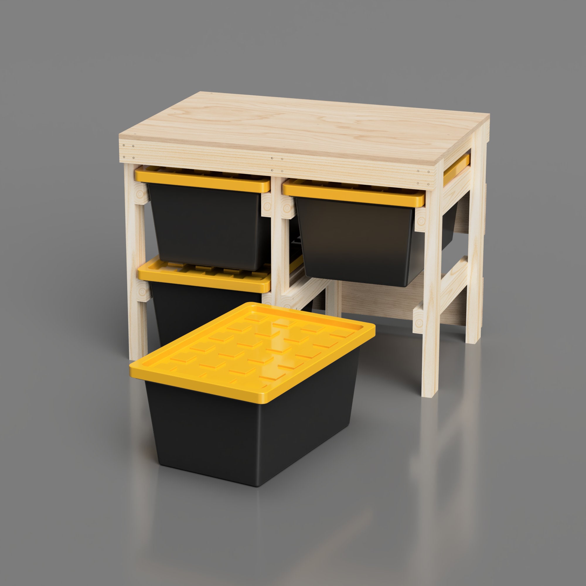 Workbench Compatible Storage 27 Gallon Tote Storage Workbench Plans. Tote Rack Garage Storage and ...