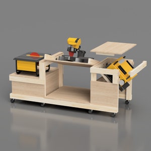 pdf work bench plan showing movable parts of design. 3in1 functionality