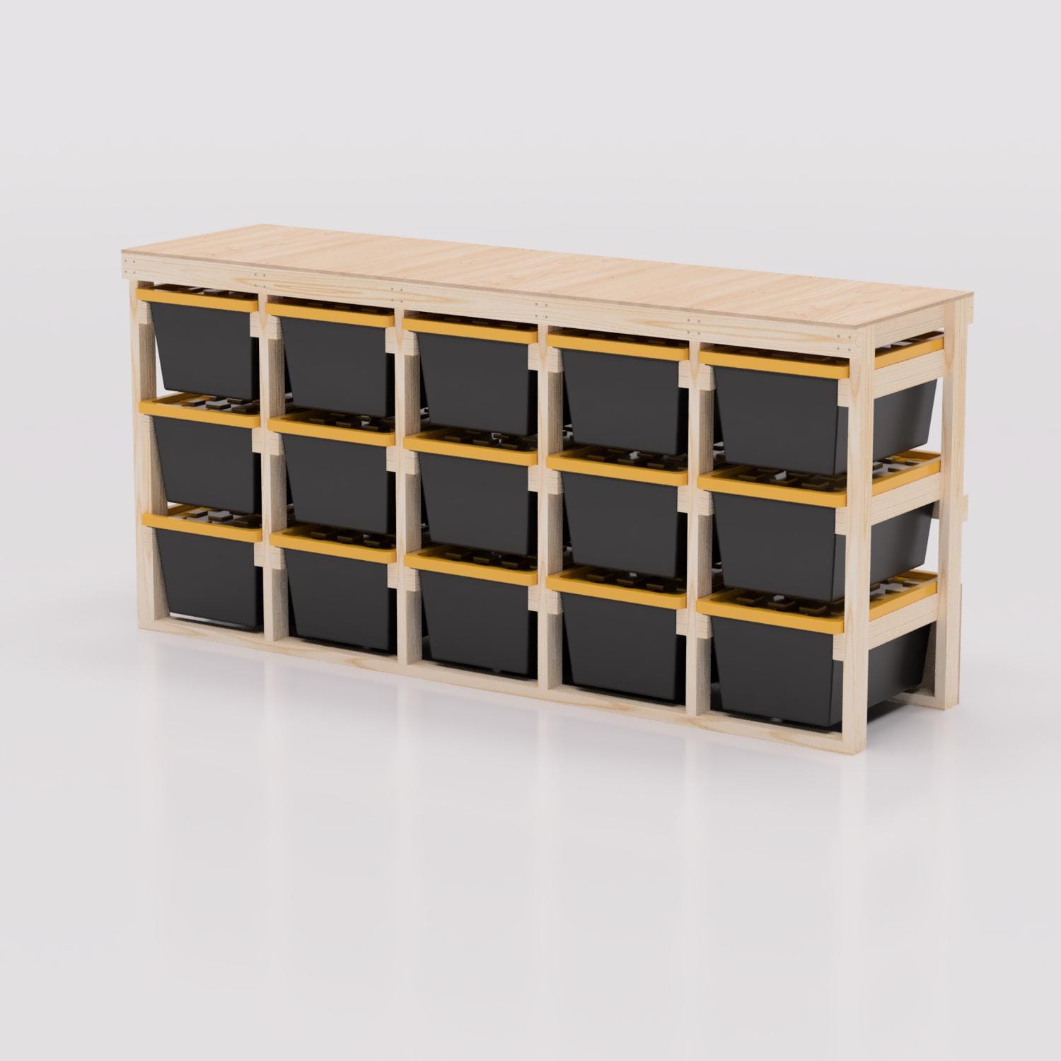 5x3 Rack 27 Gallon Tote Storage Rack Plans PDF. Holds 15 Bins (5x3) With Shelf ...