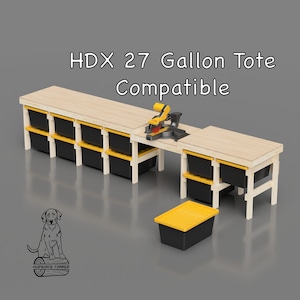 Miter Saw Station Plan Compatible With Home Depot HDX 27 gallon tote storage, workbench plans, DIY storage, Miter Saw Table, PDF Build Plans