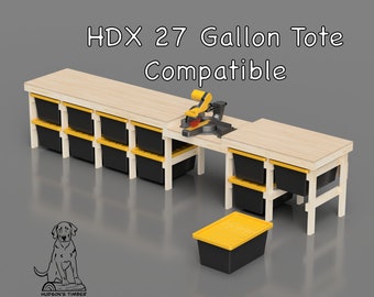 Miter Saw Station Plan Compatible With Home Depot HDX 27 gallon tote storage, workbench plans, DIY storage, Miter Saw Table, PDF Build Plans