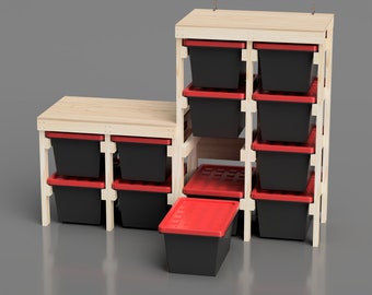 27 Gallon Tote Storage Workbench Plans. Tote Rack Garage Storage and Work Bench Plans. Organization workshop. Home Depot HDX Tote Compatible