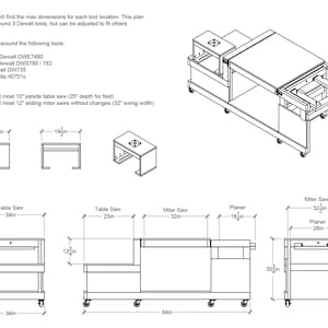 4 Tool Flip Top Workbench Dimensions in Imperial units