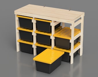 27 Gallon Tote Rack Plans. 9 Tote Garage Storage Shelves. Organization workshop / basement. Tote Storage rack Plans