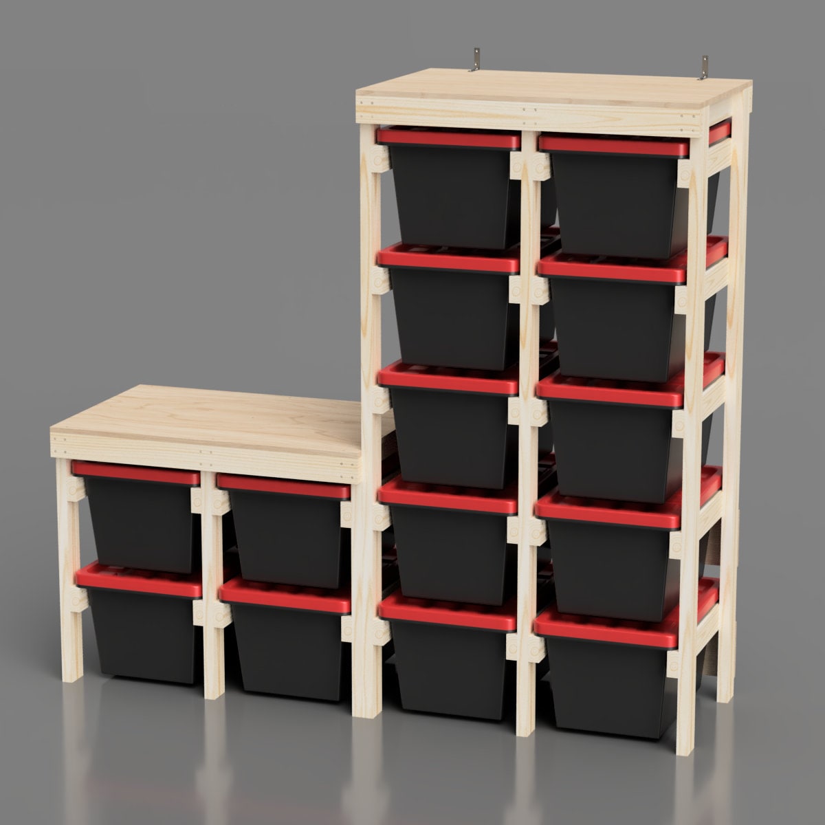 Workbench Compatible Storage 27 Gallon Tote Storage Workbench Plans. Tote Rack Garage Storage and ...