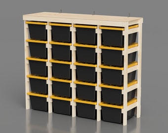 27 Gallon Tote Rack Plans PDF. Bin Rack Garage Storage Shelves. Organization Storage Rack Basement. Tote Rack DIY Plans