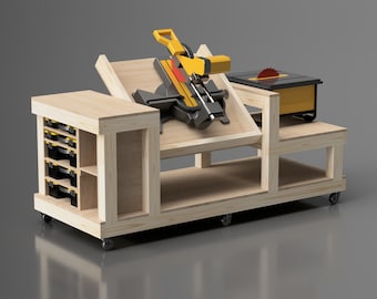 Flip Top Workbench Plans. Table Saw Workbench. Compact Mobile Flip Top Miter Saw Workbench. Miter Saw Station.