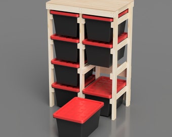 Garage Storage Plans for HDX 27 Gallon Tote Rack Plans. 27 Gallon Tote Storage plans. Home Depot Bin DIY Plans. Wood Working Plans
