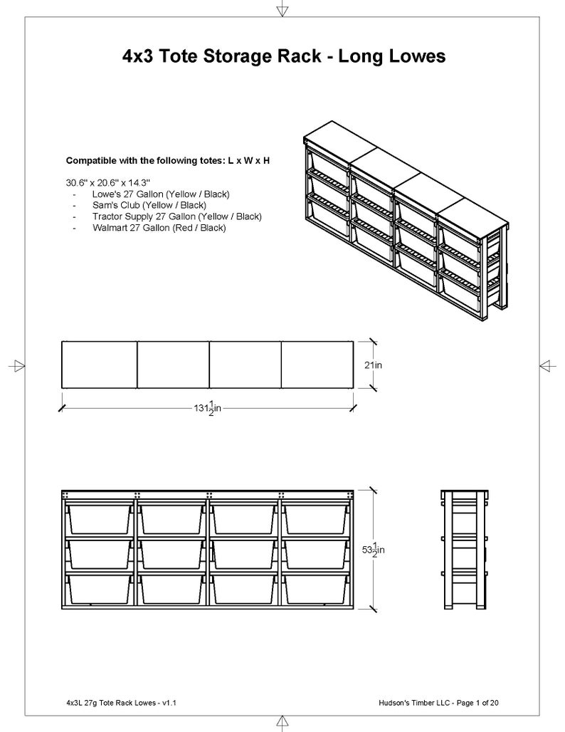 27 Gallon Tote Storage Rack DIY Plans - Sideways Version: Lowe's & HDX ...