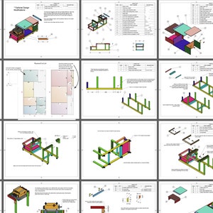 example instructions showing detailed build plan steps including materials lists and cut lists along with detailed assembly steps