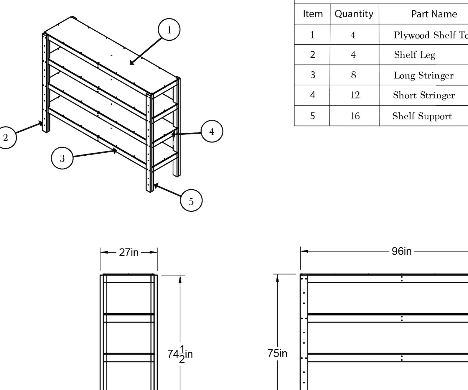 8ft Storage Shelves Plans, Garage Storage Rack for Shop Organization ...