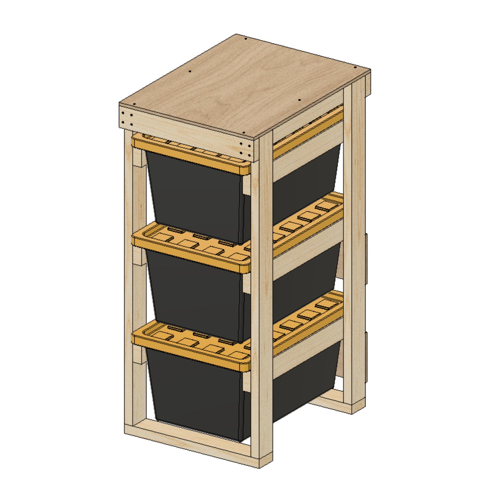 Diy Material Rack Plan.pdf 27 Gallon Tote Storage Rack Plans PDF. Holds 3 Bins (1x3) With Shelf on ...