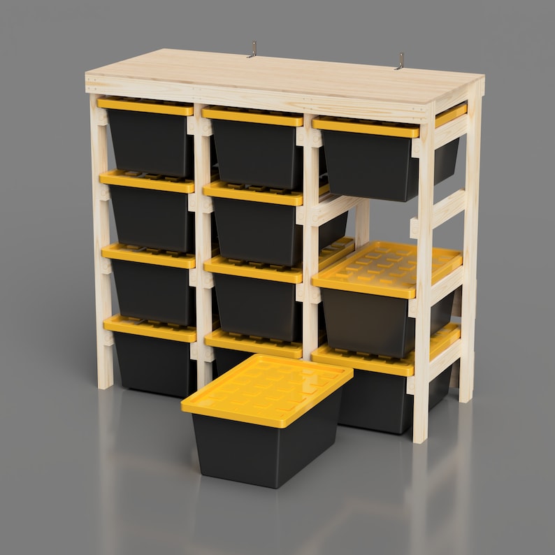 27 Gallon Tote Rack Plans. 12 Tote Garage Storage Shelves. Organization