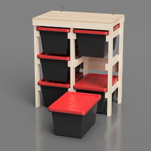Garage Storage Plans for HDX 27 Gallon Tote Rack Plans. 27 Gallon Tote Storage plans. Home Depot Bin DIY Plans. Wood Working Plans