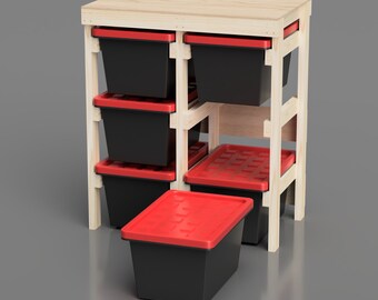 Garage Storage Plans for HDX 27 Gallon Tote Rack Plans. 27 Gallon Tote Storage plans. Home Depot Bin DIY Plans. Wood Working Plans