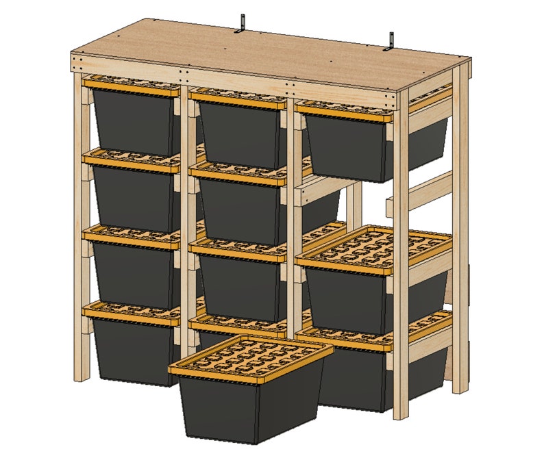 27 Gallon Tote Rack Plans. 12 Tote Garage Storage Shelves. Organization