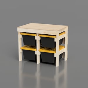 Workbench Plans Garage Storage. 17 Gallon Tote Work Bench Plans. Organization workshop basement.