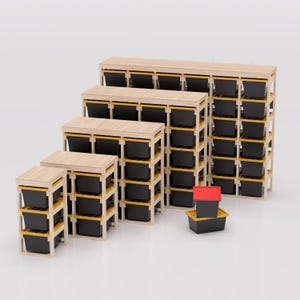 Digital Download: DIY 27 Gallon Tote Storage Rack Plans PDF. Includes 20 sizes. Compatible with Lowes, HDX, Costco bins